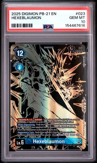 Hexeblaumon #023 - Alternative Art - Tamer's Evolution Box Rise of Digimon - PSA 10 - Englisch