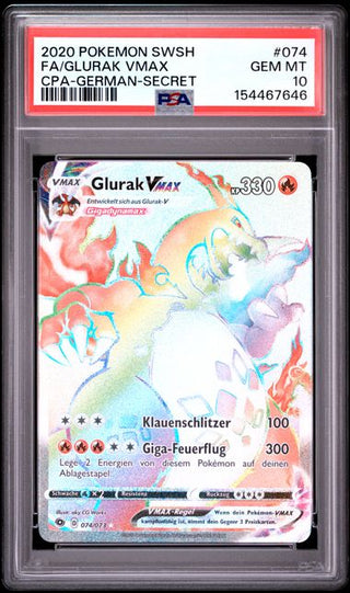 Glurak VMAX #74 - Rainbow Rare - Champion's Path - PSA 10 - Deutsch